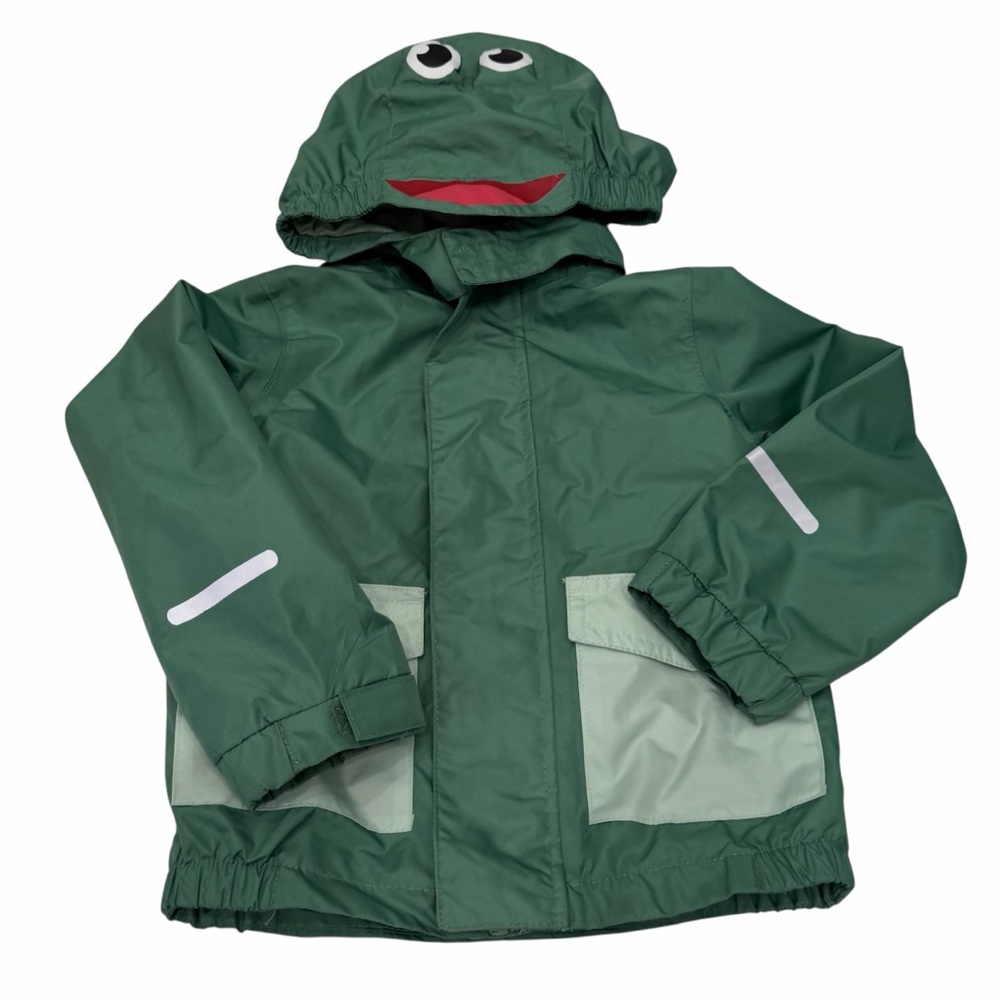 Lily &Dan Kids Boy‎ Hooded Rain Jacket Green Frog Size 3T